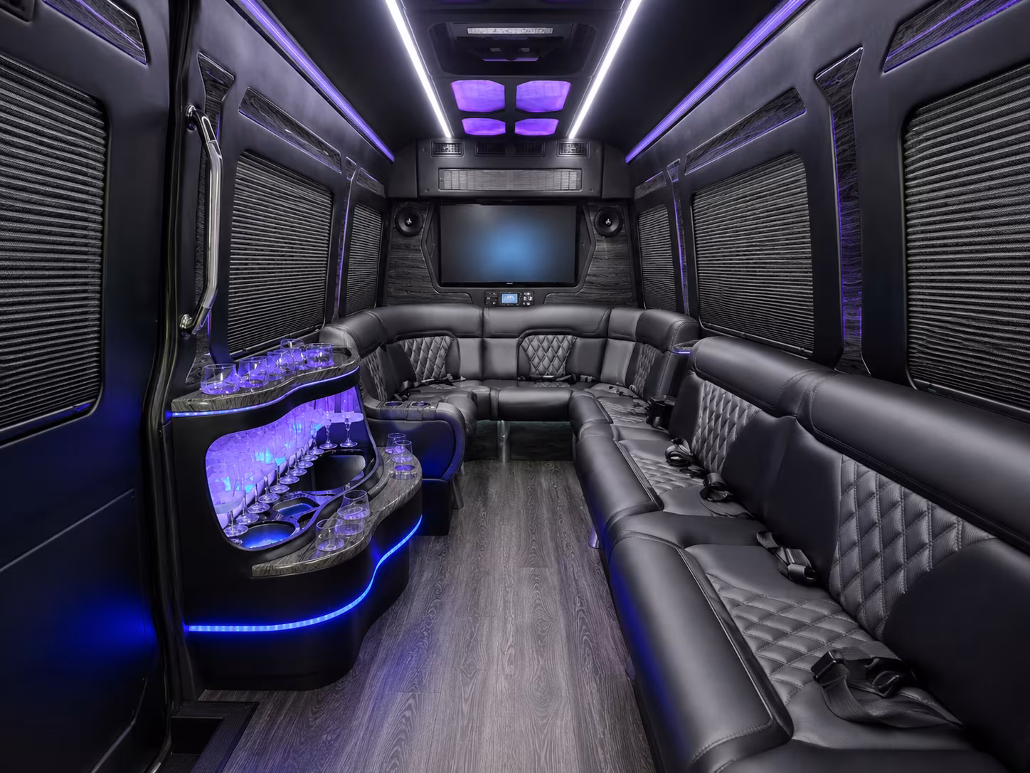 peoria 50 passenger party bus inside